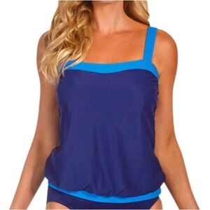 Miraclesuit NWT Breezy D Cup Tankini Swim Top Marine Blue Size 14D Beach Travel